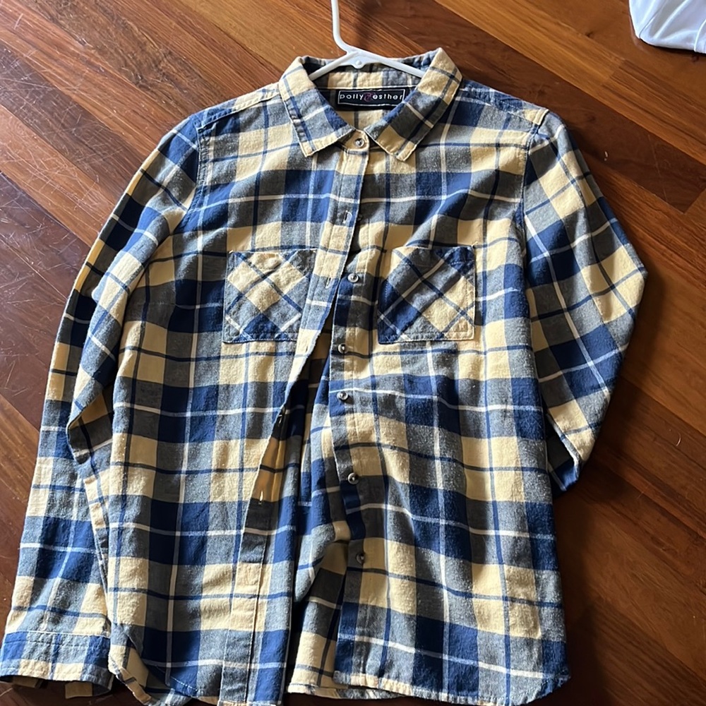 yellow and blue flannel